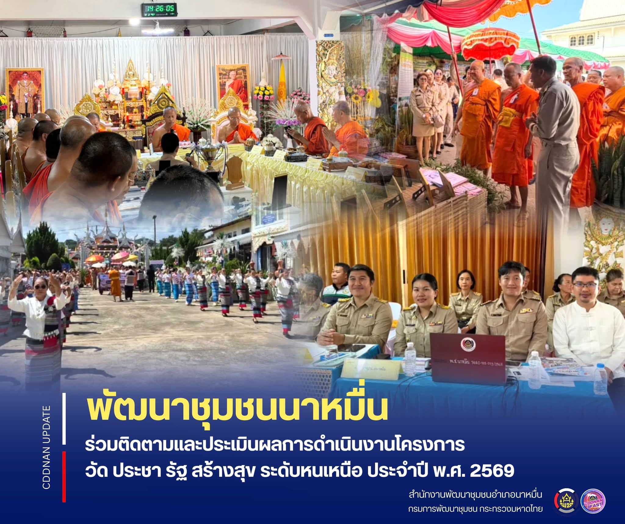 💗 พช. นาหมื่น ร่วมติดตามและประเมินผลการดำเนินงานโครงการ วัด ประชา รัฐ สร้างสุข ระดับหนเหนือ ประจำปี พ.ศ. 2569 